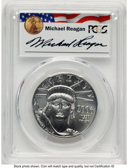 2006-W Burnished Platinum Eagle 1 oz Reagan Legacy Series Michael Reagan PCGS MS70