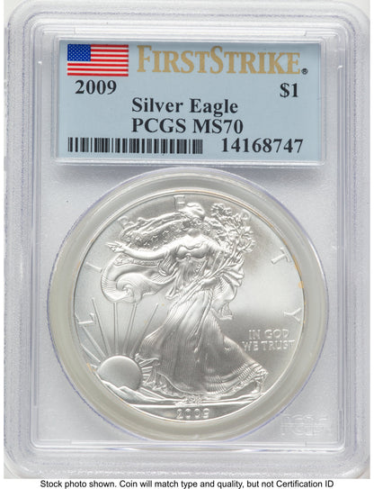 2009 Silver Eagle FS Flag PCGS MS70