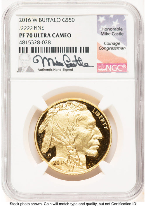 2016-W Proof Gold Buffalo 1 oz Mike Castle NGC PF70 (506847055)