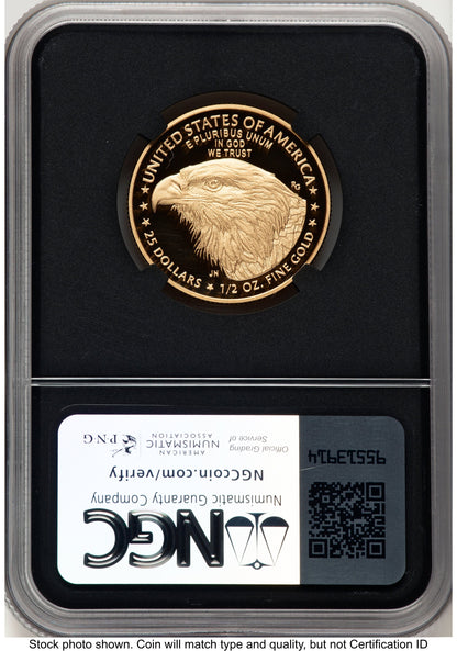 2024-W Proof Gold Eagle 1/2 oz ER Miles Standish NGC PF70
