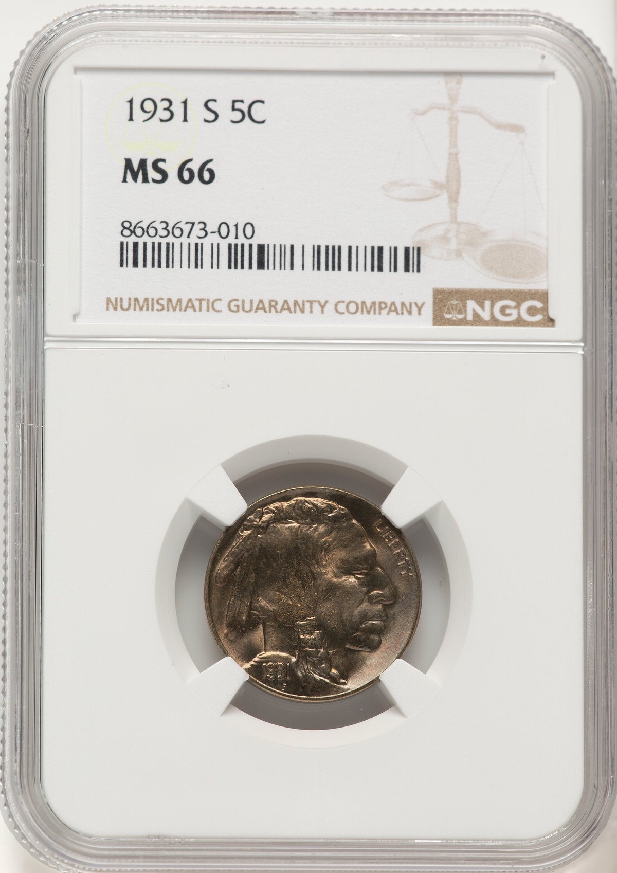 1931-S 5C Buffalo Nickel NGC MS66