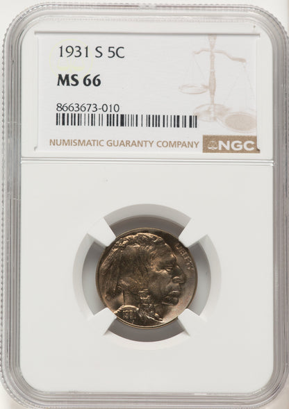 1931-S 5C Buffalo Nickel NGC MS66