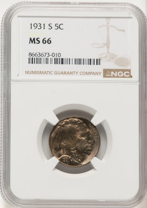 1931-S 5C Buffalo Nickel NGC MS66