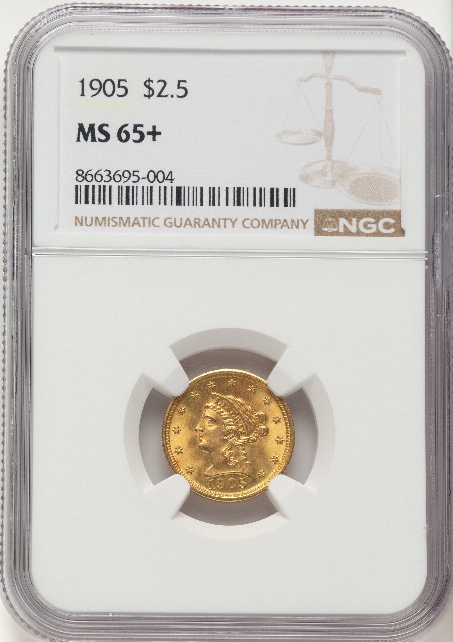 1905 $2.50 Liberty Quarter Eagle NGC MS65+