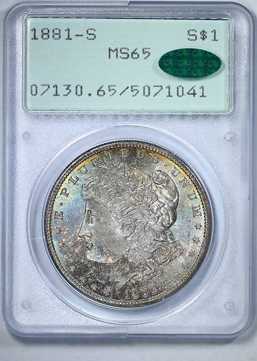 1881-S Morgan Dollar $1 PCGS Rattler MS65 CAC - TONED!
