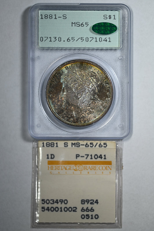 1881-S Morgan Dollar $1 PCGS Rattler MS65 CAC - TONED!