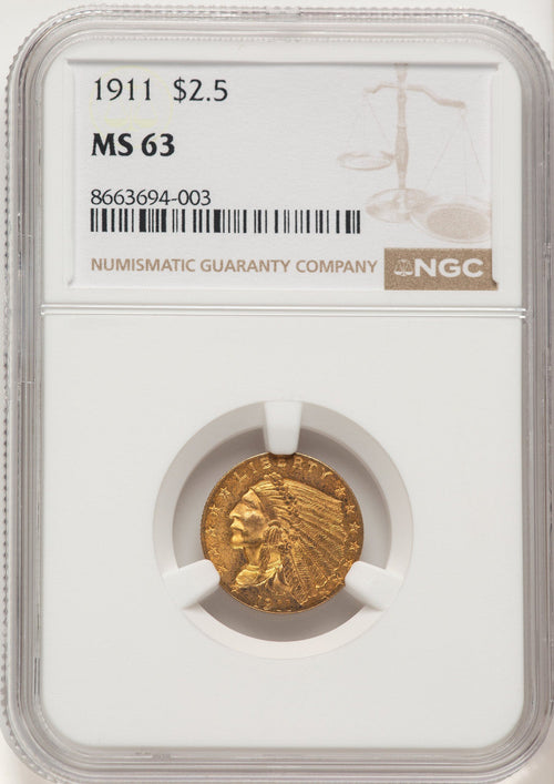 1911 $2.50 Indian Quarter Eagle NGC MS63