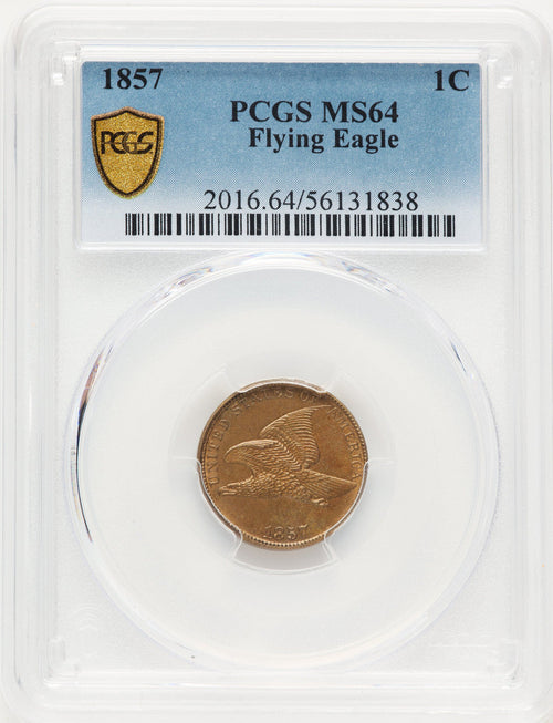 1857 1C Flying Eagle Cent PCGS MS64