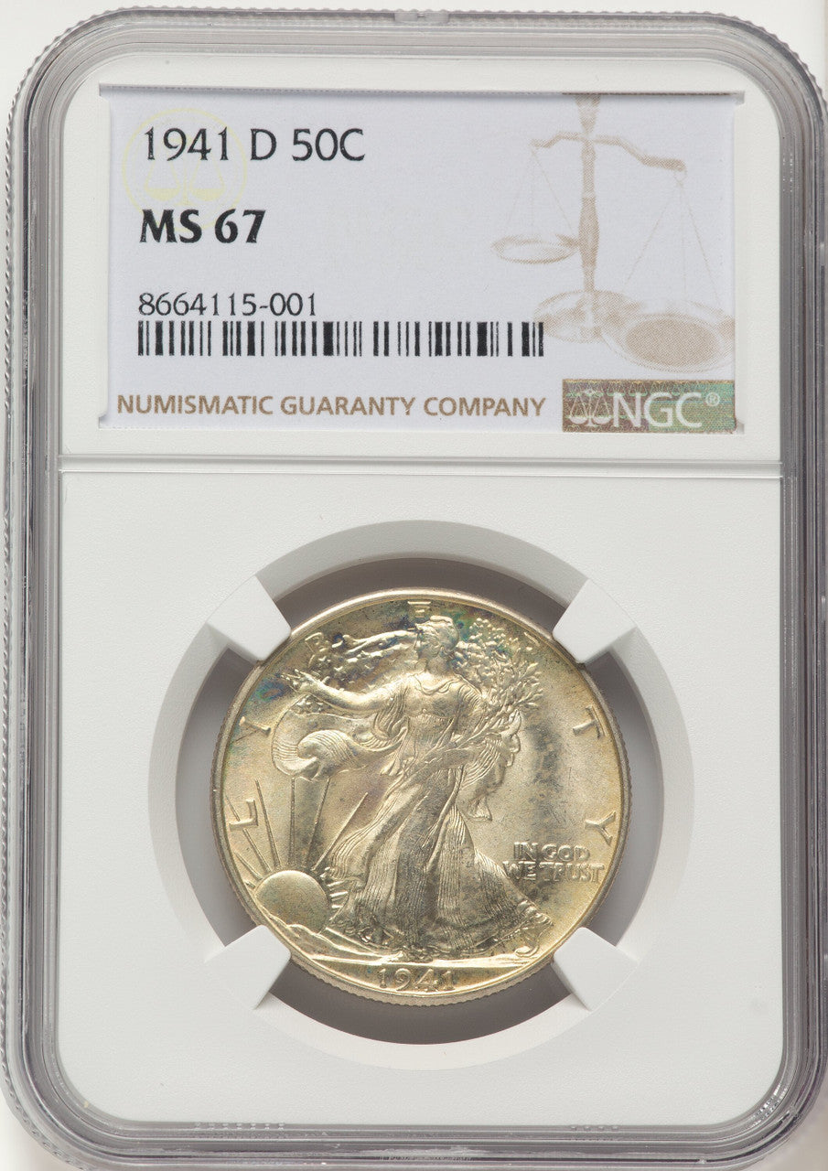 1941-D 50C Walking Liberty Half Dollar NGC MS67