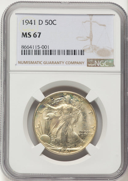 1941-D 50C Walking Liberty Half Dollar NGC MS67