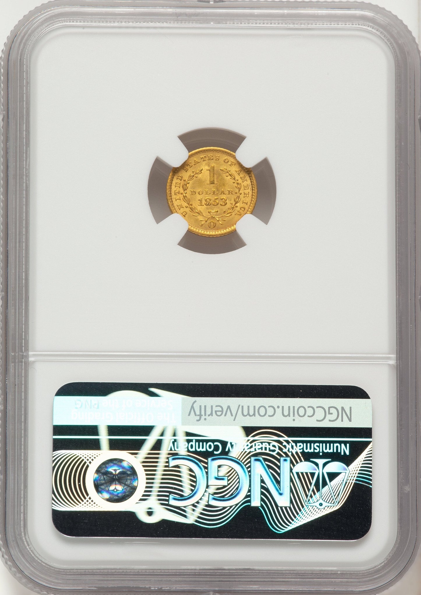 1853-O G$1 Gold Dollar NGC MS64