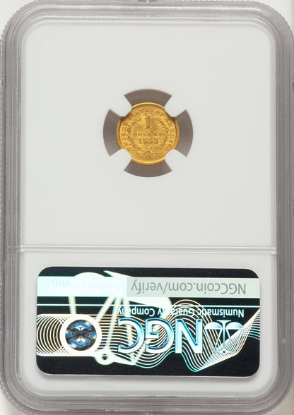 1853-O G$1 Gold Dollar NGC MS64