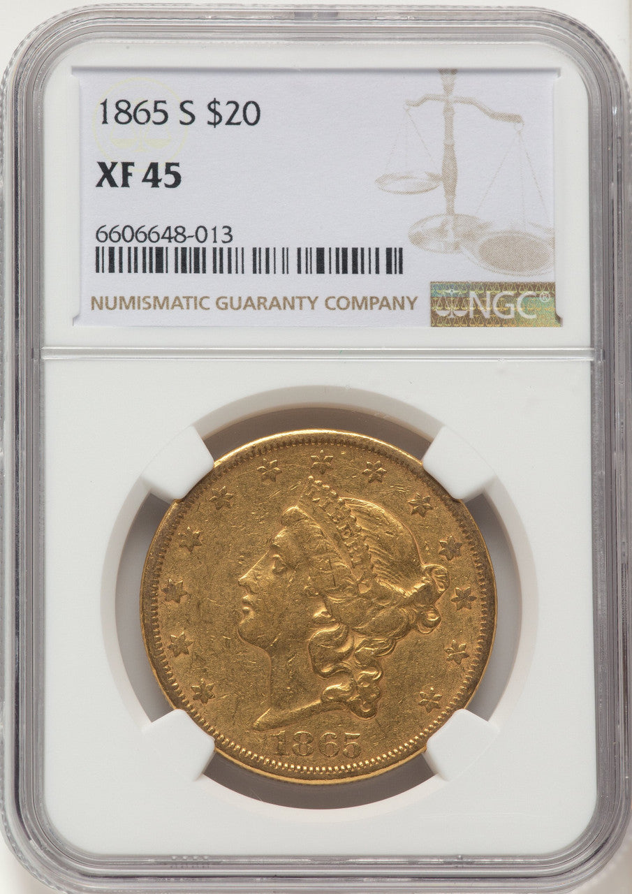 1865-S $20 Liberty Double Eagle NGC XF45