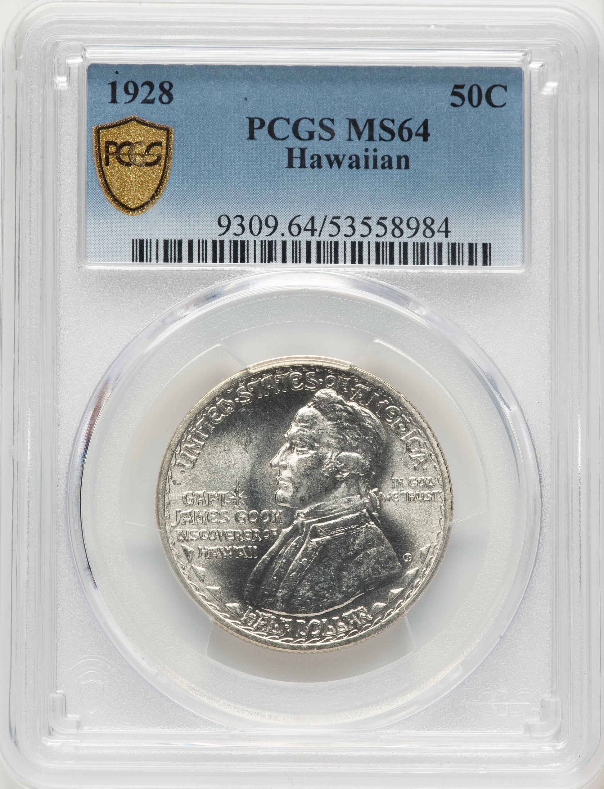 1928 50C Hawaiian Commemorative Silver PCGS MS64
