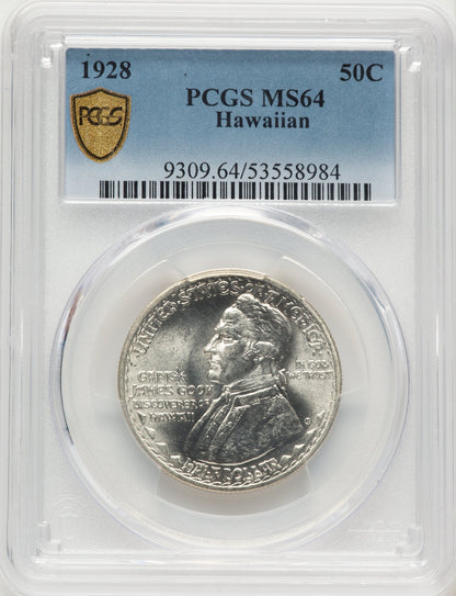 1928 50C Hawaiian Commemorative Silver PCGS MS64