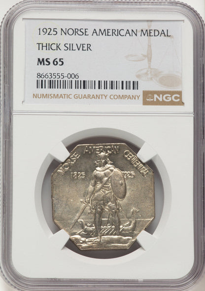 1925 Medal Norse Thick Planchet Commemorative Silver NGC MS65