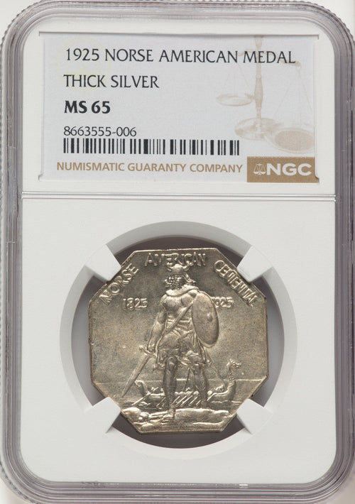 1925 Medal Norse Thick Planchet Commemorative Silver NGC MS65
