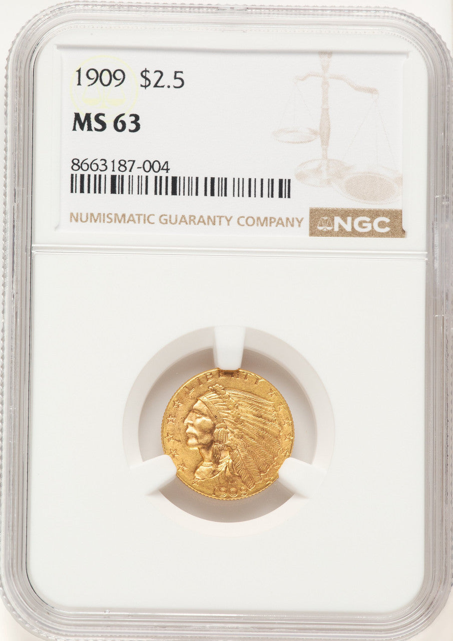 1909 $2.50 Indian Quarter Eagle NGC MS63