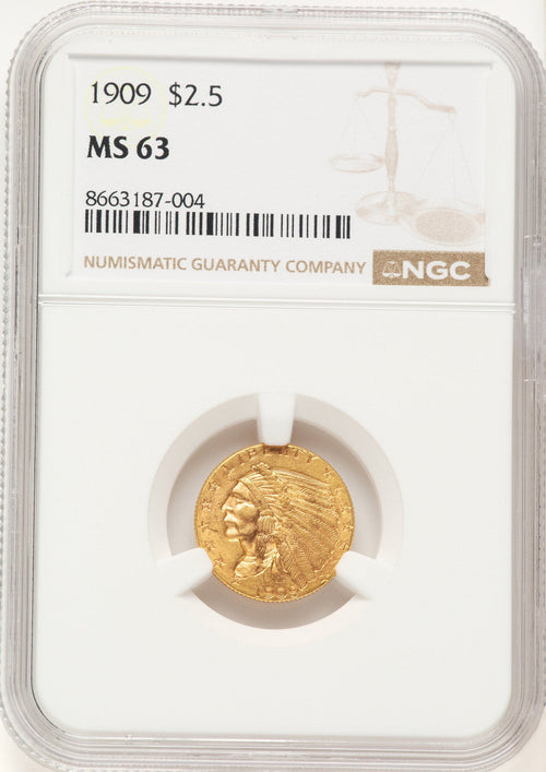 1909 $2.50 Indian Quarter Eagle NGC MS63