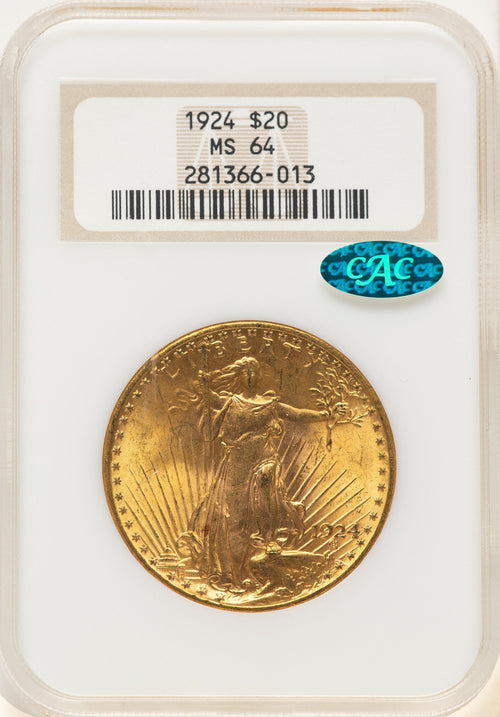 1924 $20 Saint CAC Saint-Gaudens Double Eagle NGC MS64