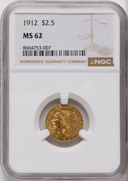 1912 $2.50 Indian Quarter Eagle NGC MS62