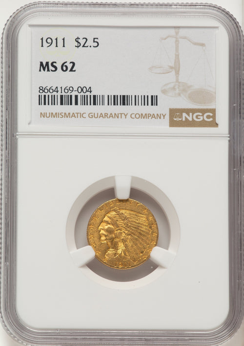 1911 $2.50 Indian Quarter Eagle NGC MS62