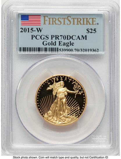 2015-W Proof Gold Eagle 1/2 oz FS Flag PCGS PR70