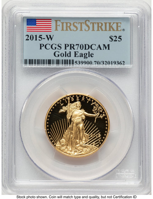 2015-W Proof Gold Eagle 1/2 oz FS Flag PCGS PR70