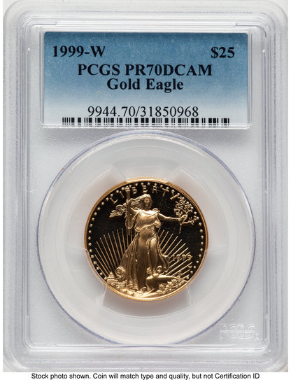 1999-W Proof Gold Eagle 1/2 oz Blue Gradient PCGS PR70
