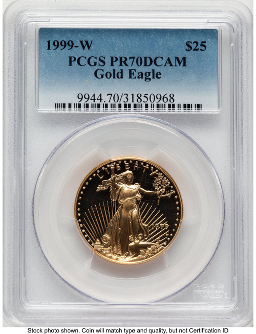 1999-W Proof Gold Eagle 1/2 oz Blue Gradient PCGS PR70