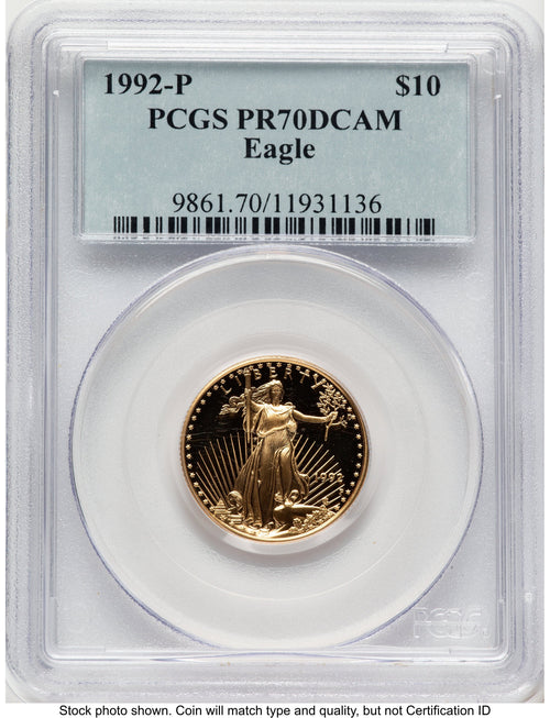 1992-P Proof Gold Eagle 1/4 oz Blue Label PCGS PR70