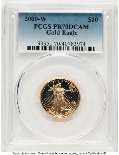 2000-W Proof Gold Eagle 1/4 oz Blue Gradient PCGS PR70