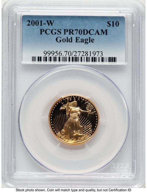2001-W Proof Gold Eagle 1/4 oz Blue Gradient PCGS PR70