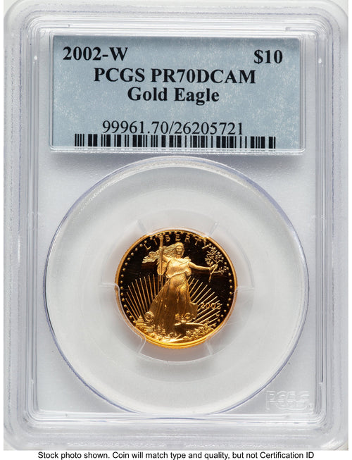 2002-W Proof Gold Eagle 1/4 oz Blue Label PCGS PR70