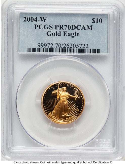 2004-W Proof Gold Eagle 1/4 oz Blue Label PCGS PR70