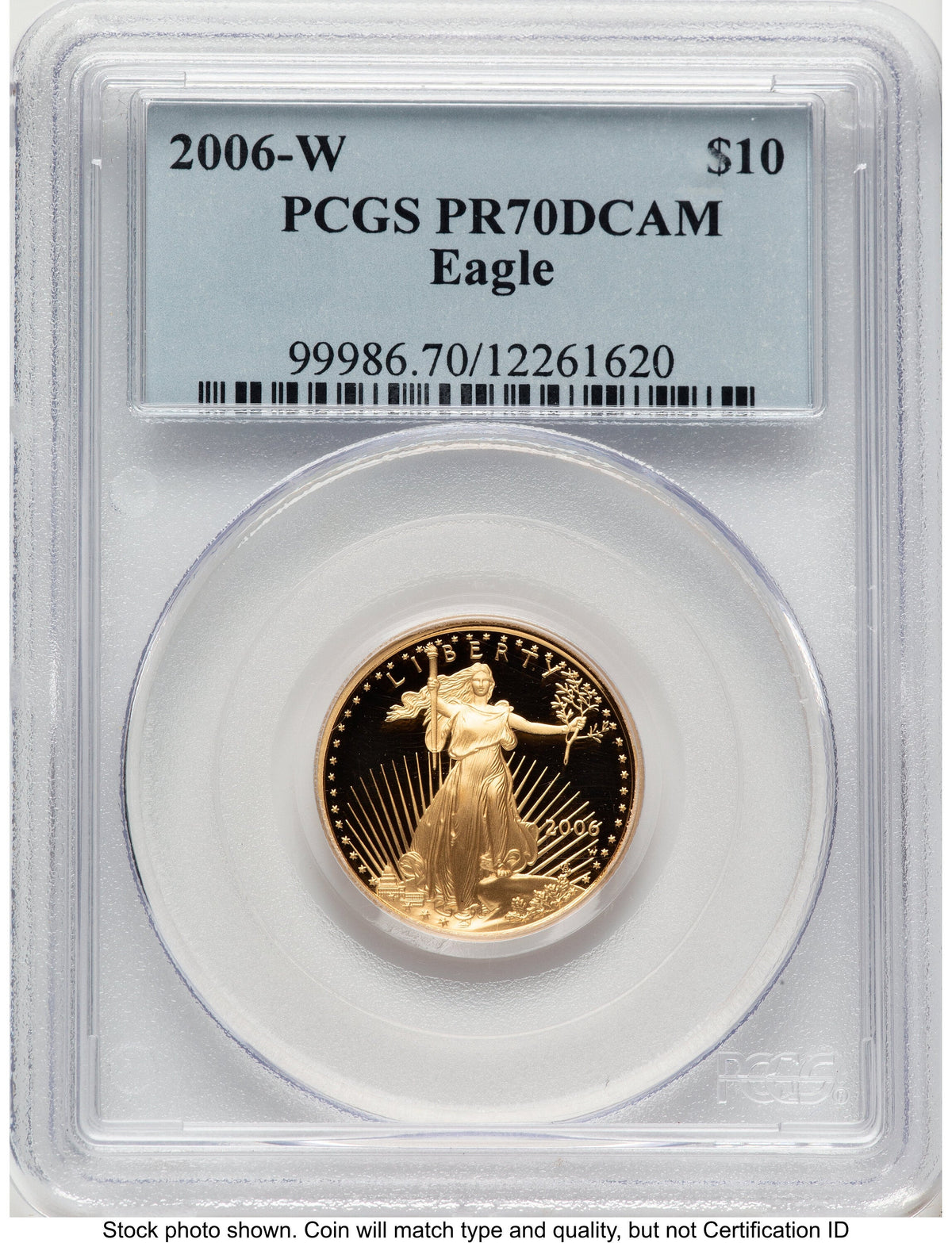 2006-W Proof Gold Eagle 1/4 oz Blue Label PCGS PR70