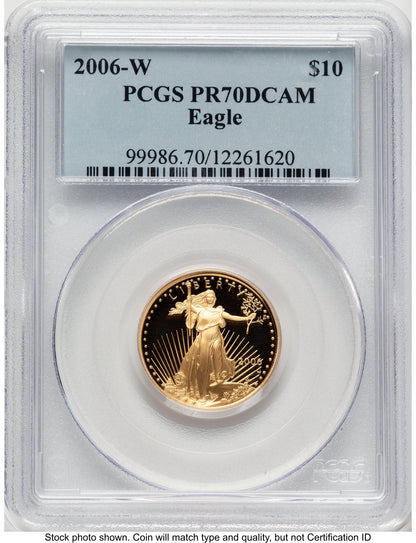 2006-W Proof Gold Eagle 1/4 oz Blue Label PCGS PR70