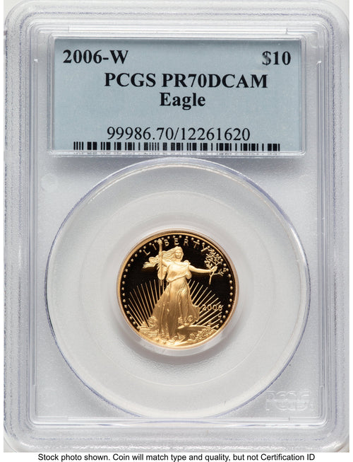 2006-W Proof Gold Eagle 1/4 oz Blue Label PCGS PR70