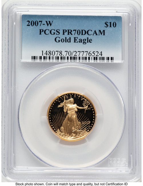 2007-W Proof Gold Eagle 1/4 oz Blue Gradient PCGS PR70