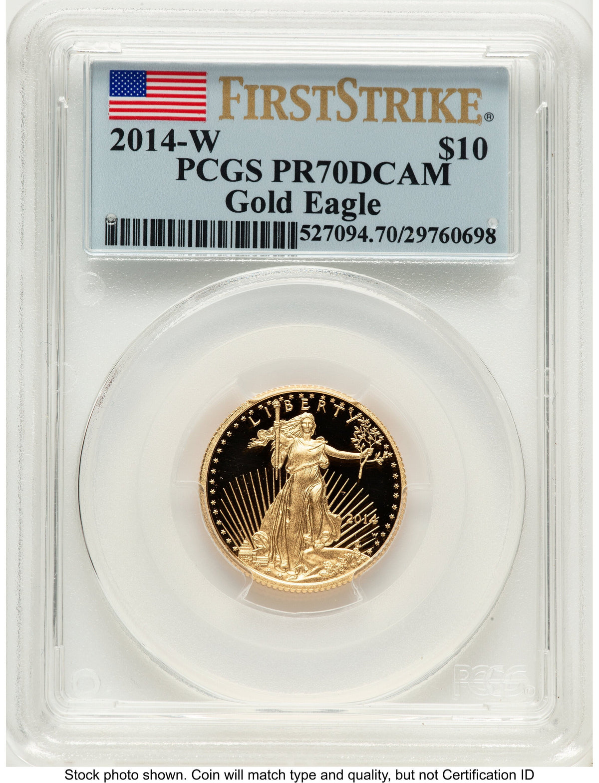 2014-W Proof Gold Eagle 1/4 oz FS Flag PCGS PR70