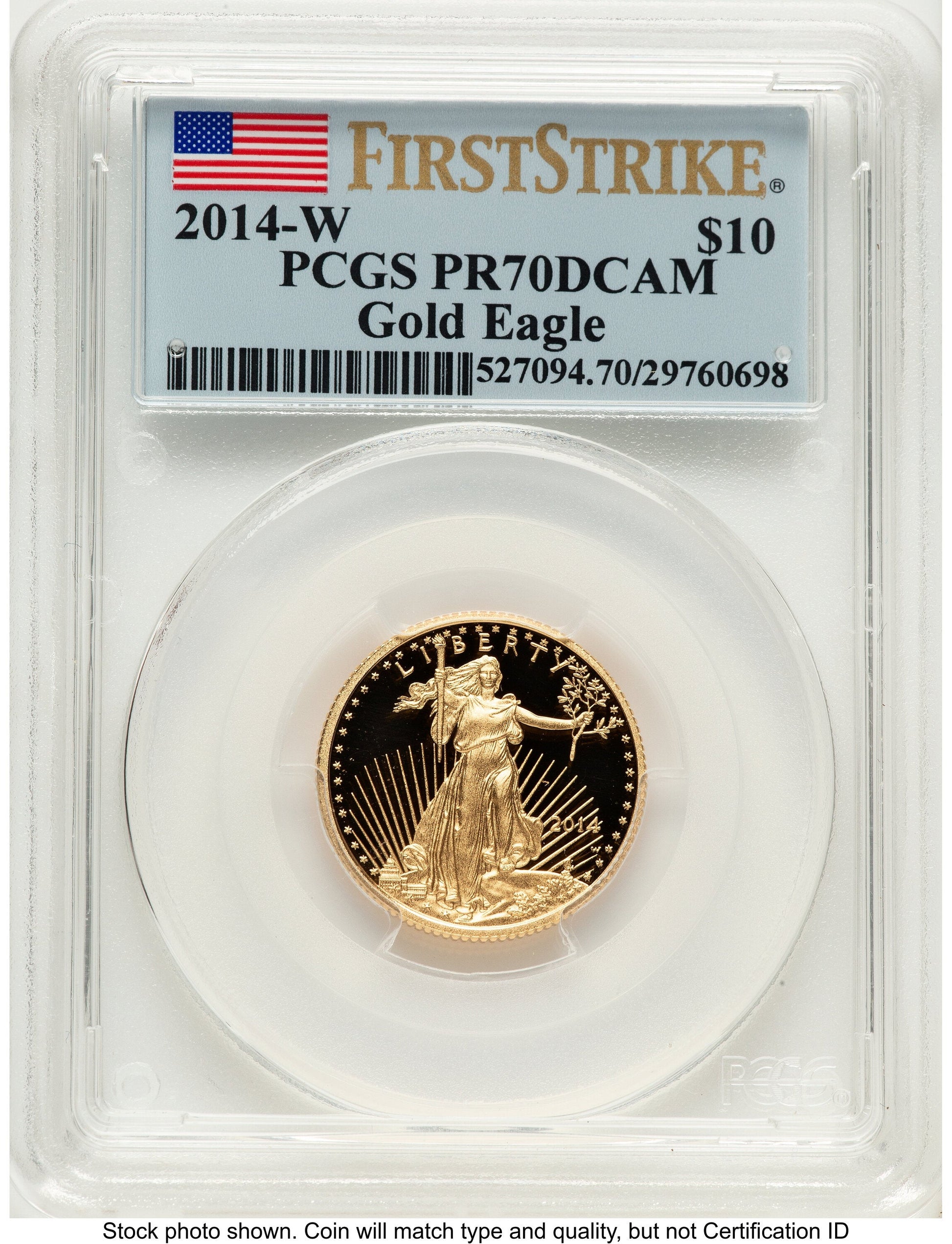 2014-W Proof Gold Eagle 1/4 oz FS Flag PCGS PR70