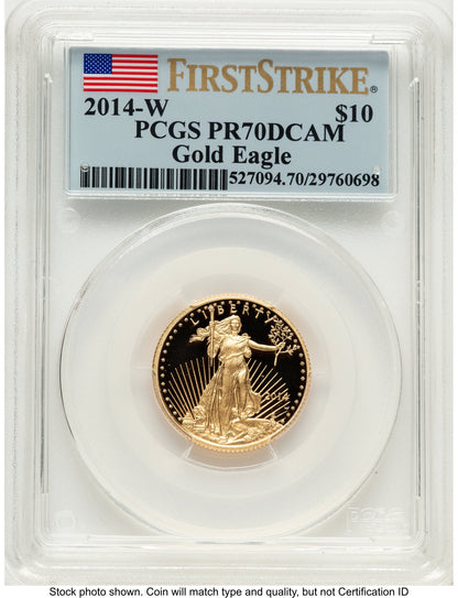 2014-W Proof Gold Eagle 1/4 oz FS Flag PCGS PR70
