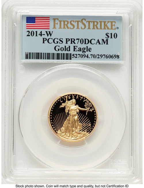 2014-W Proof Gold Eagle 1/4 oz FS Flag PCGS PR70