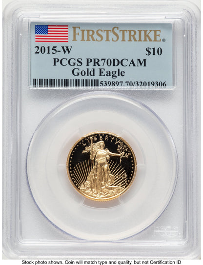 2015-W Proof Gold Eagle 1/4 oz FS Flag PCGS PR70