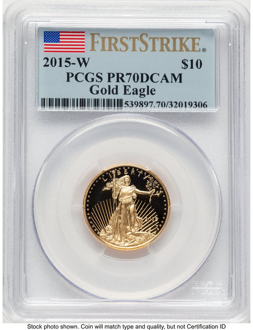 2015-W Proof Gold Eagle 1/4 oz FS Flag PCGS PR70