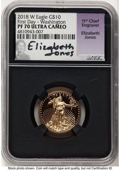 2018-W Proof Gold Eagle 1/4 oz FDI Elizabeth Jones Washington NGC PF70