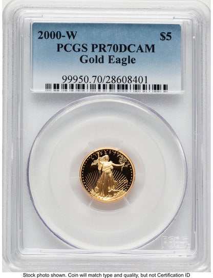 2000-W Proof Gold Eagle 1/10 oz Blue Gradient PCGS PR70