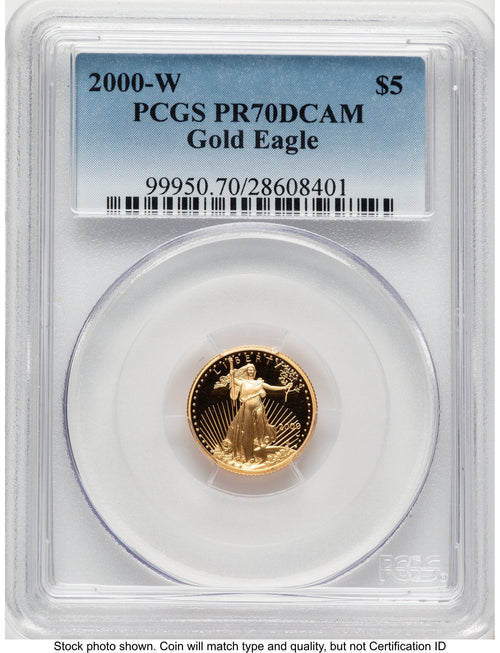 2000-W Proof Gold Eagle 1/10 oz Blue Gradient PCGS PR70