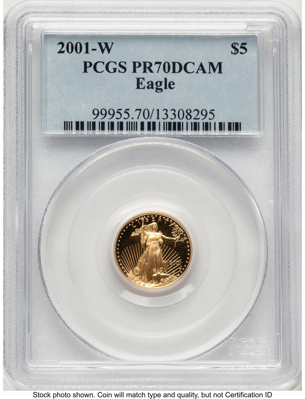 2001-W Proof Gold Eagle 1/10 oz Blue Label PCGS PR70