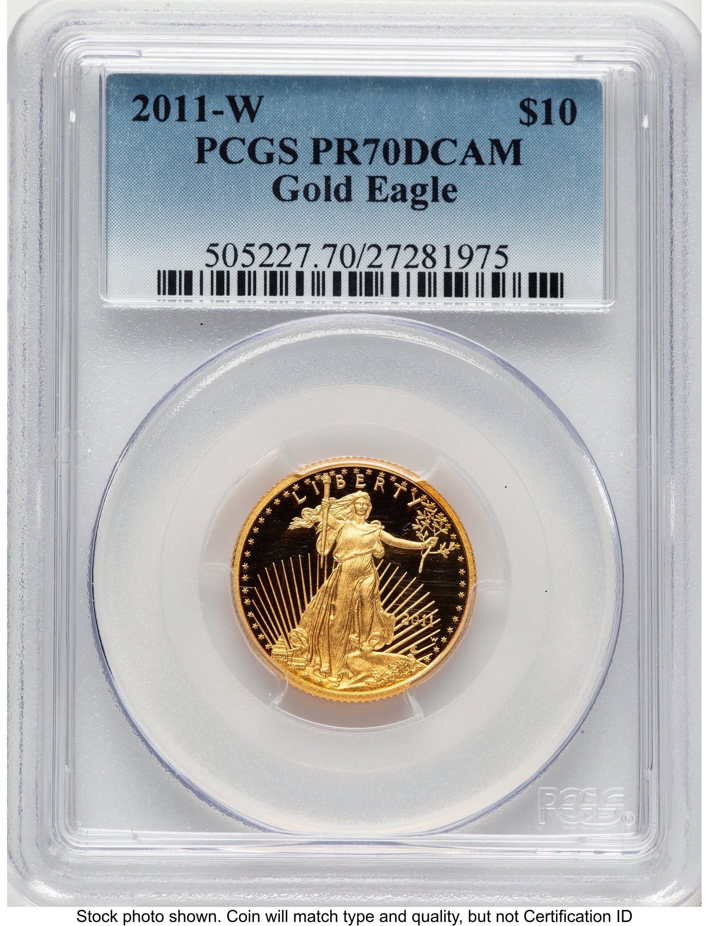 2011-W Proof Gold Eagle 1/4 oz Blue Gradient PCGS PR70